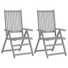 Chaises inclinables de jardin lot de 4 et coussins Bois acacia 
