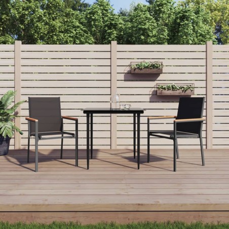 Chaises de jardin lot de 2 noir 55x61,5x90cm textilène et acier 
