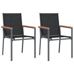 Chaises de jardin lot de 2 noir 55x61,5x90cm textilène et acier 