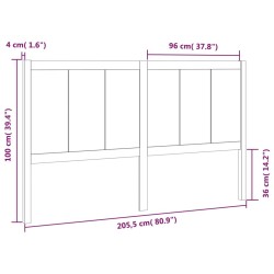 Tête de lit Marron miel 205,5x4x100 cm Bois massif de pin 