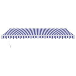 Auvent rétractable bleu et blanc 5x3 m tissu et aluminium 