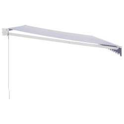 Auvent rétractable bleu et blanc 5x3 m tissu et aluminium 