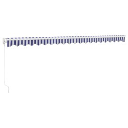 Auvent rétractable bleu et blanc 5x3 m tissu et aluminium 
