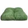 Coussin de palette motif de feuilles 80x40x12 cm tissu 