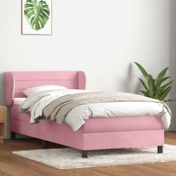Sommier à lattes de lit avec matelas rose 90x220 cm velours 