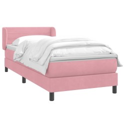 Sommier à lattes de lit avec matelas rose 90x220 cm velours 