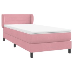 Sommier à lattes de lit avec matelas rose 90x220 cm velours 