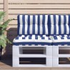 Coussin de palette rayures bleues et blanches 60x40x12 cm tissu 