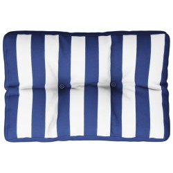 Coussin de palette rayures bleues et blanches 60x40x12 cm tissu 