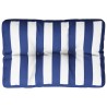 Coussin de palette rayures bleues et blanches 60x40x12 cm tissu 