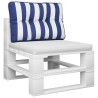Coussin de palette rayures bleues et blanches 60x40x12 cm tissu 