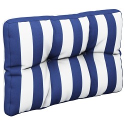Coussin de palette rayures bleues et blanches 60x40x12 cm tissu 