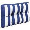 Coussin de palette rayures bleues et blanches 60x40x12 cm tissu 