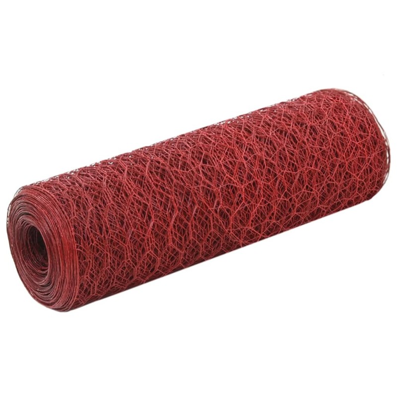Grillage Acier avec revêtement en PVC 25x0,5 m Rouge Grillage Acier avec revêtement en PVC 25x0,5 m Rouge