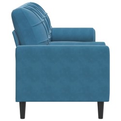 Canapé 3 places avec oreillers décoratifs bleu 180 cm velours 