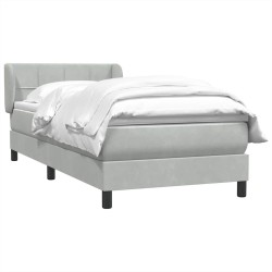 Sommier à lattes de lit et matelas gris clair 80x210 cm velours 