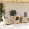Ensemble à manger de jardin et coussins 3 pcs Beige poly rotin 