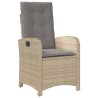 Ensemble à manger de jardin et coussins 3 pcs Beige poly rotin 