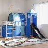 Lit superposé sans matelas avec toboggan et rideaux 80x200 cm 
