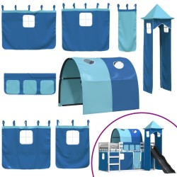 Lit superposé sans matelas avec toboggan et rideaux 80x200 cm 