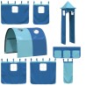 Lit superposé sans matelas avec toboggan et rideaux 80x200 cm 