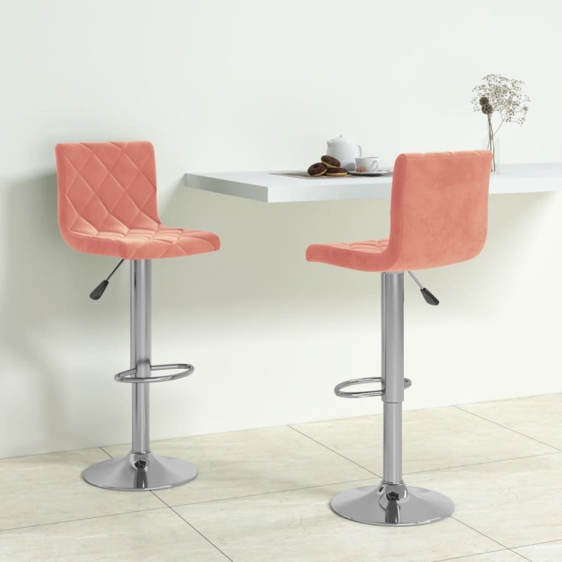 Tabourets de bar lot de 2 rose velours Tabourets de bar lot de 2 rose velours