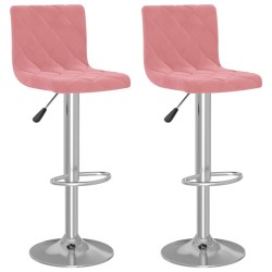 Tabourets de bar lot de 2 rose velours 