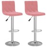 Tabourets de bar lot de 2 rose velours 