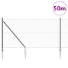 Clôture HexagonaleGris 1x50 m Acier, Poteaux de clôtureavec pique 13 pcs Ø32 mm 120 cm Acier Galvanisé 