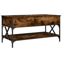 Table basse chêne fumé 100x50x50 cm bois d'ingénierie et métal 