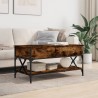 Table basse chêne fumé 100x50x50 cm bois d'ingénierie et métal 