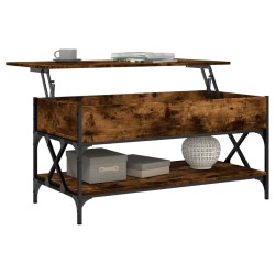 Table basse chêne fumé 100x50x50 cm bois d'ingénierie et métal 
