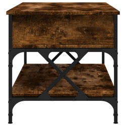 Table basse chêne fumé 100x50x50 cm bois d'ingénierie et métal 
