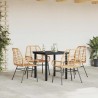 Ensemble à manger jardin 5pcs marron poly rotin verre 