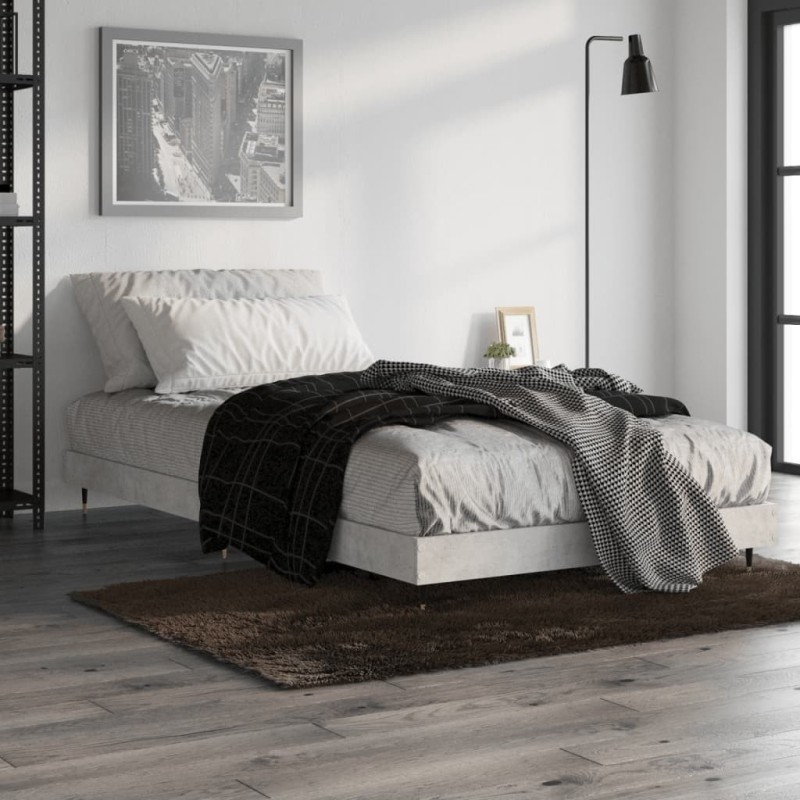 Cadre de lit sans matelas gris béton 100x200 cm 
