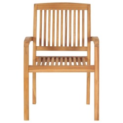 Chaises de jardin empilables lot de 4 Bois de teck solide 