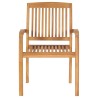 Chaises de jardin empilables lot de 4 Bois de teck solide 
