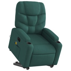 Fauteuil inclinable de massage électrique Vert foncé Tissu 