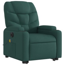 Fauteuil inclinable de massage électrique Vert foncé Tissu 