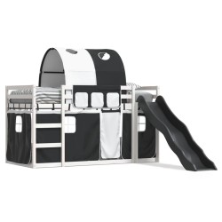 Lit superposé sans matelas avec toboggan blanc noir 80x200 cm 