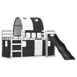 Lit superposé sans matelas avec toboggan blanc noir 80x200 cm 