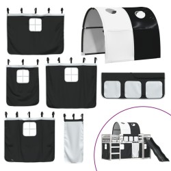 Lit superposé sans matelas avec toboggan blanc noir 80x200 cm 