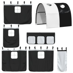 Lit superposé sans matelas avec toboggan blanc noir 80x200 cm 