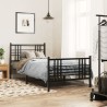 Cadre de lit métal sans matelas avec pied de lit noir 107x203cm 