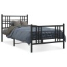 Cadre de lit métal sans matelas avec pied de lit noir 107x203cm 