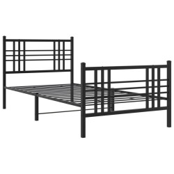 Cadre de lit métal sans matelas avec pied de lit noir 107x203cm 