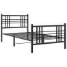 Cadre de lit métal sans matelas avec pied de lit noir 107x203cm 