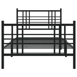 Cadre de lit métal sans matelas avec pied de lit noir 107x203cm 
