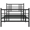 Cadre de lit métal sans matelas avec pied de lit noir 107x203cm 