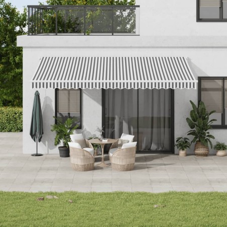 Auvent rétractable anthracite et blanc 5x3 m tissu et aluminium 